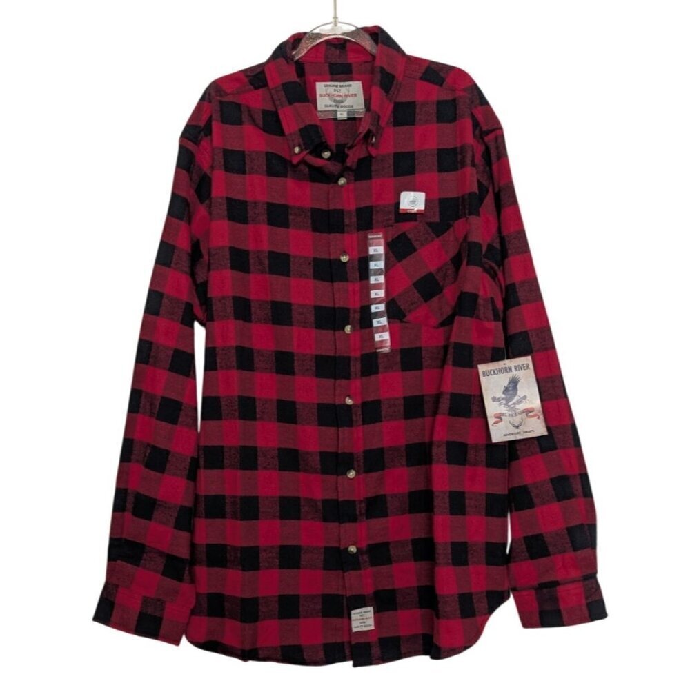 NEW Buckhorn River Buffalo Plaid Shirt Mens Size XL Stain Resistant Button Down